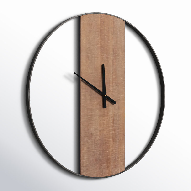 Horloge murale 32 po Gwennie, Naturel/noir, 32 po de diamètre