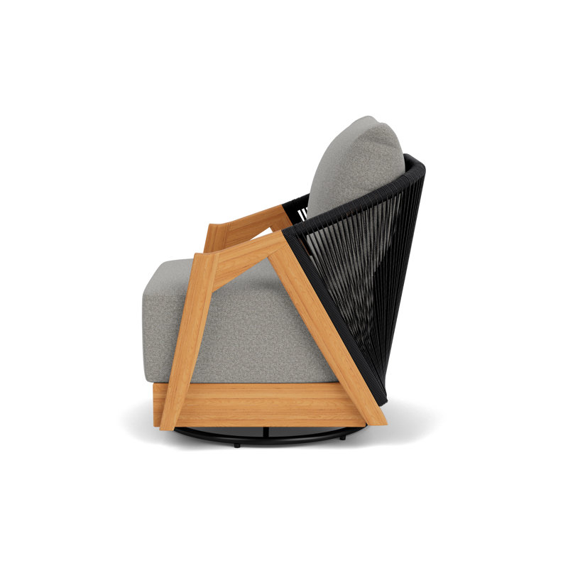 Alpine Outdoor Teak Swivel Armchair, Rumba Nickel