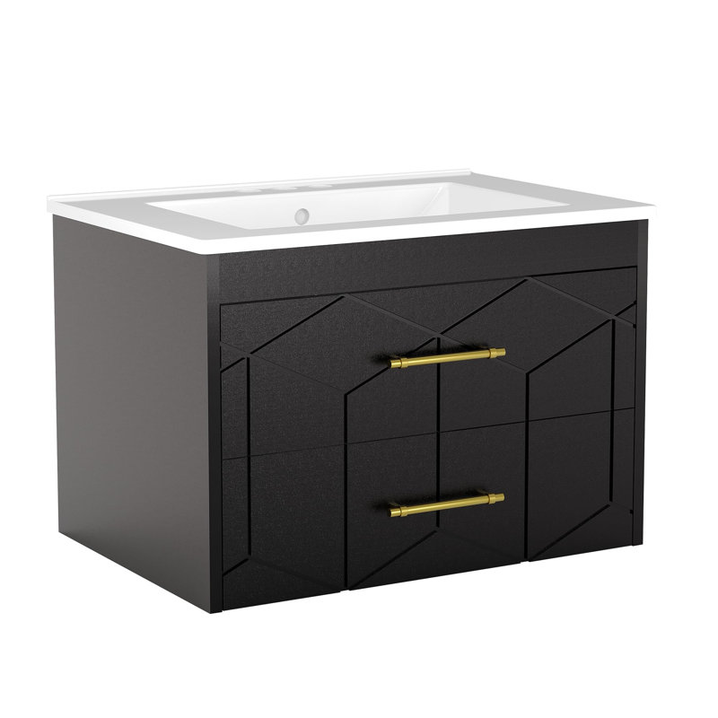 Meuble-lavabo 30 po avec lavabo, Noir, 30"