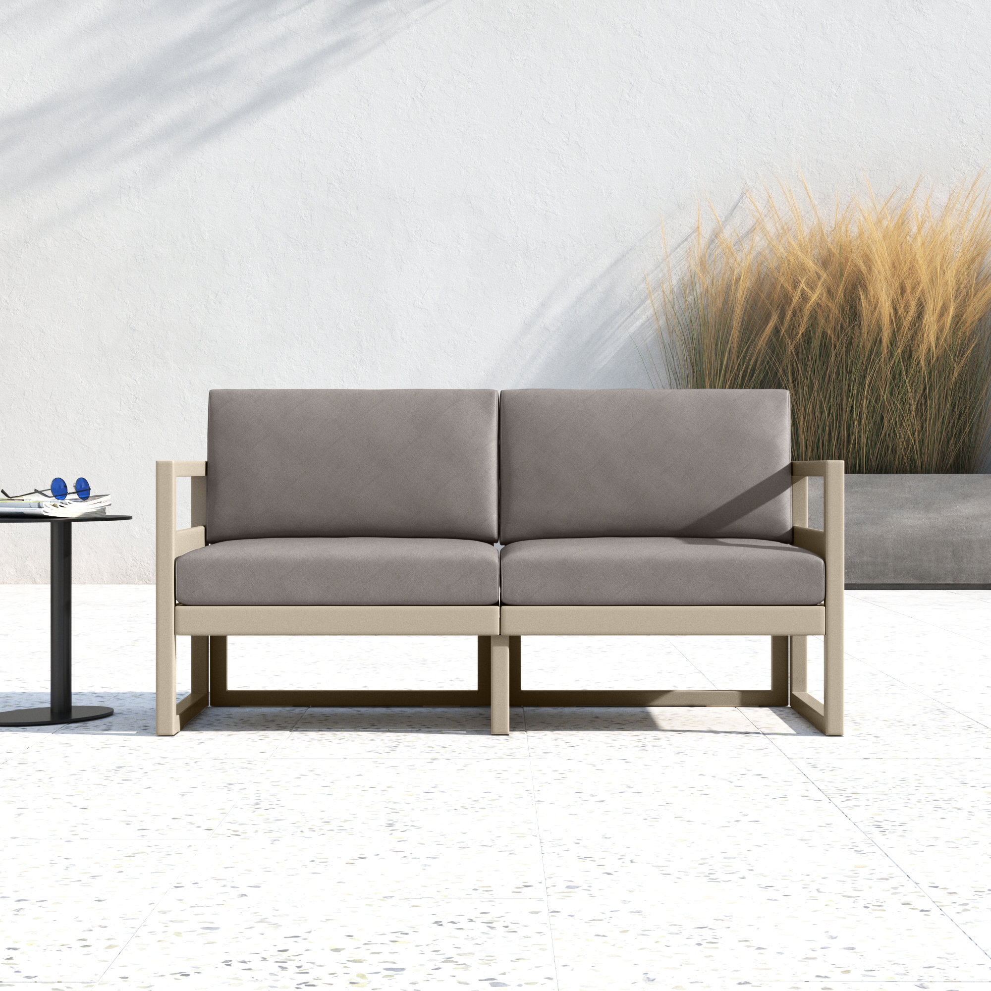 Lane 58'' Wide Straight Loveseat with Cushions, Taupe, Taupe