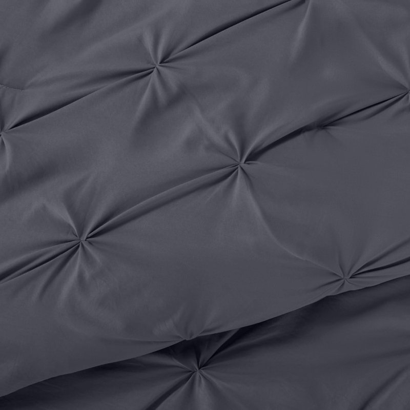 Microfiber Solid No Pattern Colour Duvet Cover Set with Pillowcases, Double Duvet Cover Set + 2 Pillowcases, Grey