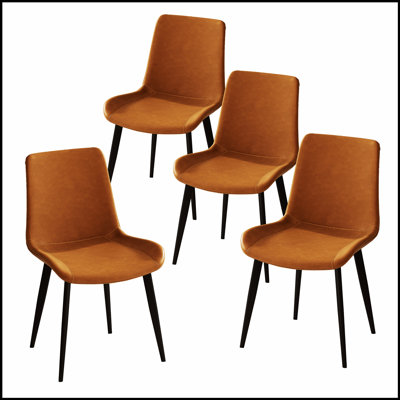 Modern Faux Leather Upholstered Dining Chairs, Set of 4, with Sturdy Metal Legs for Comfort and Style
