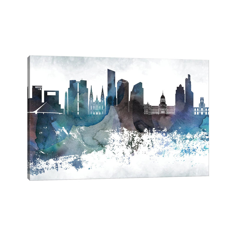 Buenos Aires Bluish Skyline 1 Piece Wrapped Canvas Wall Art, 45.72cm H x 66.04cm W x 1.91cm D