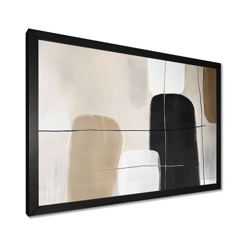 «Minimal and Geometric Compositions In Nature Tones», impression sur toile moderne Mid-Century, art mural moderne Mid-Century noir