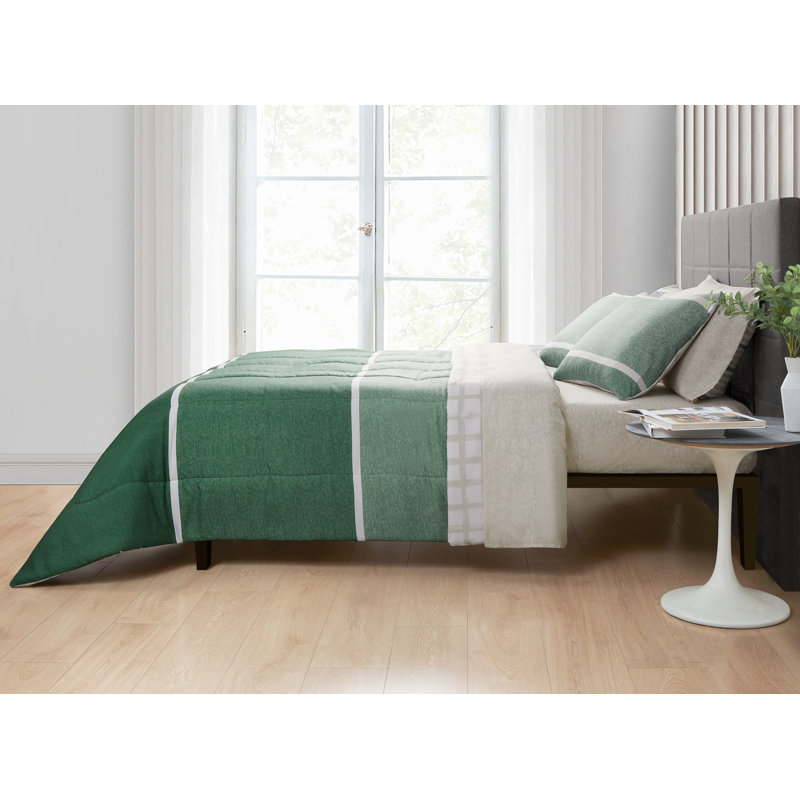 Alfie 7 Piece Mix & Match Bedding Set, Full Comforter + 6 Additional Pieces, Green