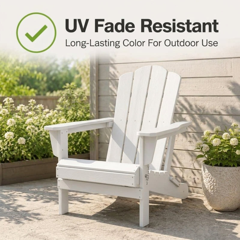 Foldable Outdoor Adirondack Chair, White