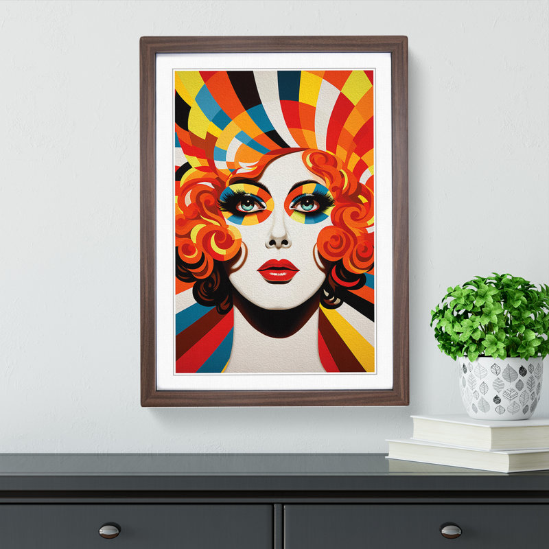 Drag Queen Op No.2 - Single Picture Frame Print on Wood, Walnut Framed, 46cm H x 34cm W