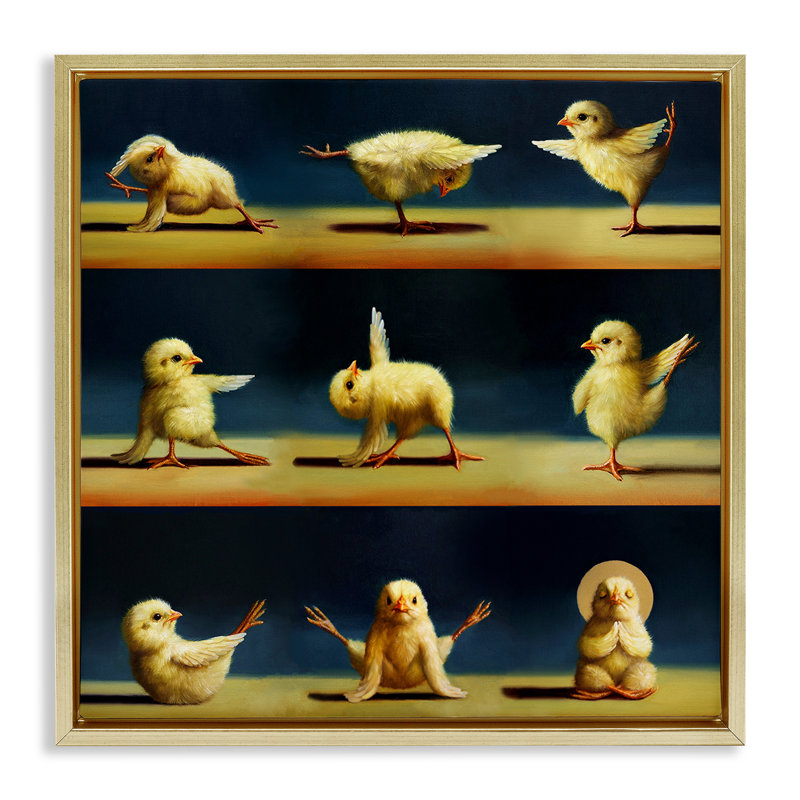 Yoga Chicks Stretching Meditation, H 18 po x l 18 po, Cadre flottant métallique doré