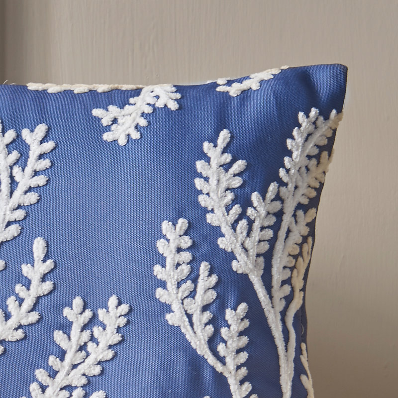 Coral Leaf Embroidered Cushion