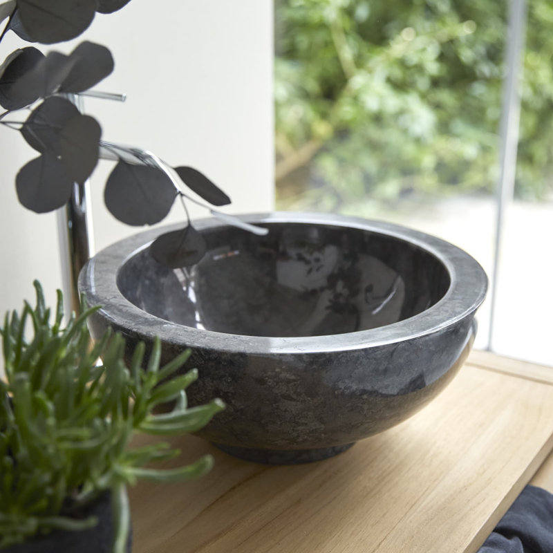 Tikamoon Bahya 13.78'' Marble Circular Bathroom Sink