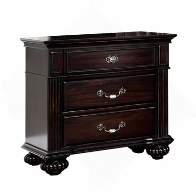 Traditional Style Beautiful Nightstand, Dark Walnut