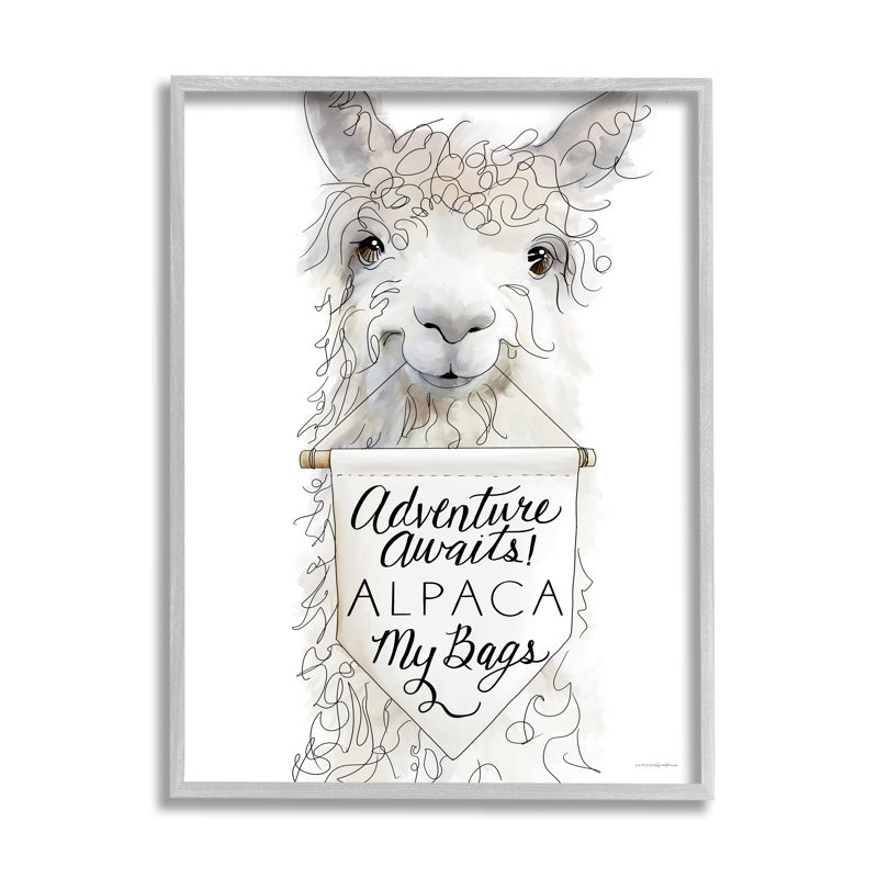«Adventure Awaits Alpaca» par Kamdon Kreations, L 16 po x H 20 po, Estampe numérique Farmhouse