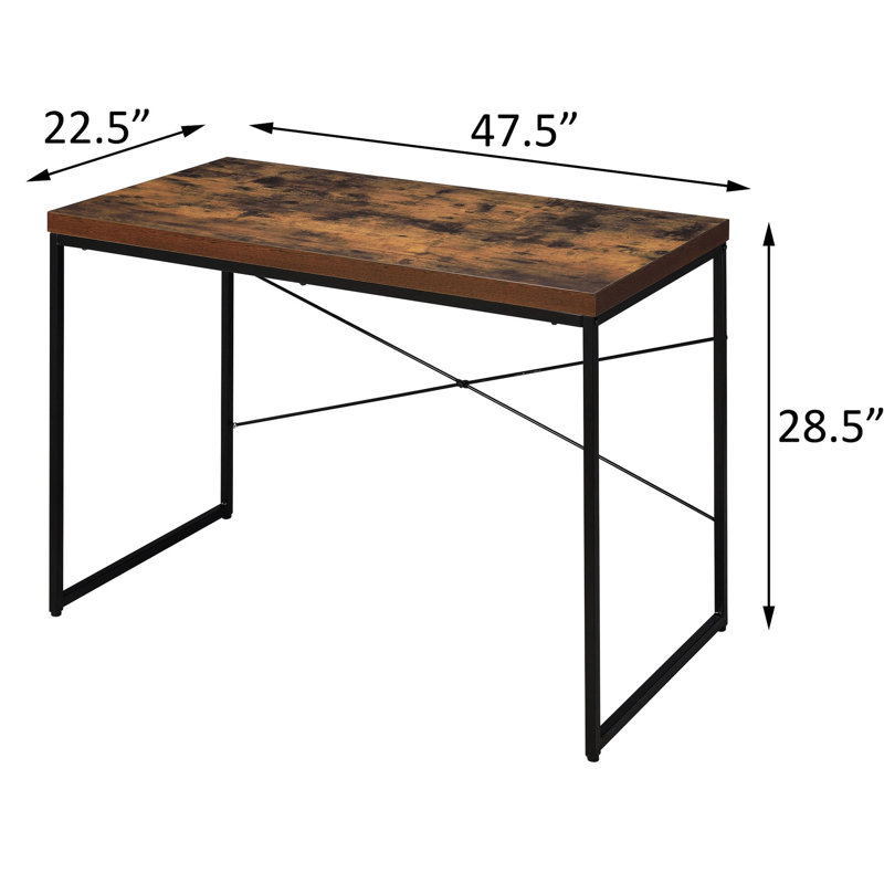 Weathered Oak And Black Stable Work Desk With Metal Sled Modern Veneer Base