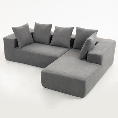 Full Foam Compression Modular L-Shaped Sofa with 5 Soft Pillows - for Lounge
