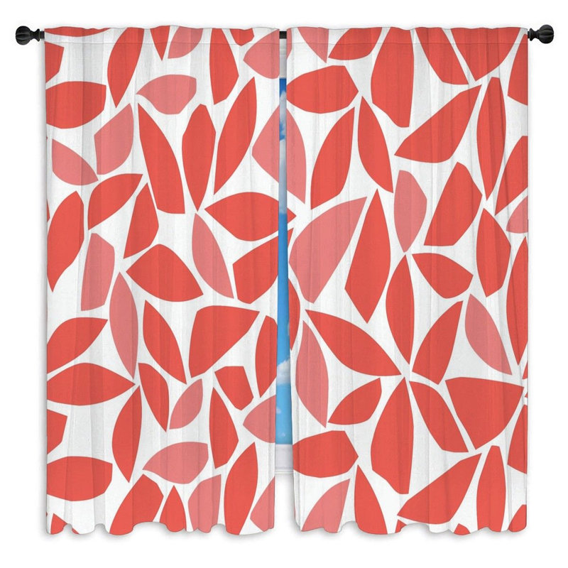 Rideaux à motif de feuilles et motifs botaniques - 2 panneaux, L 40 po x L 82 po