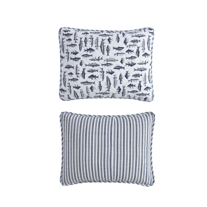 Eddie Bauer Garden Bloom Cotton Quilt Set, Twin Quilt + 1 Standard Sham, Blue