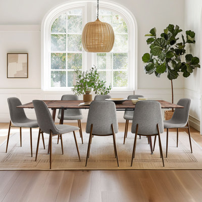 Ensemble de table de salle à manger extensible 9 pièces avec 8 chaises rembourrées, table rectangulaire avec rangement à feuilles