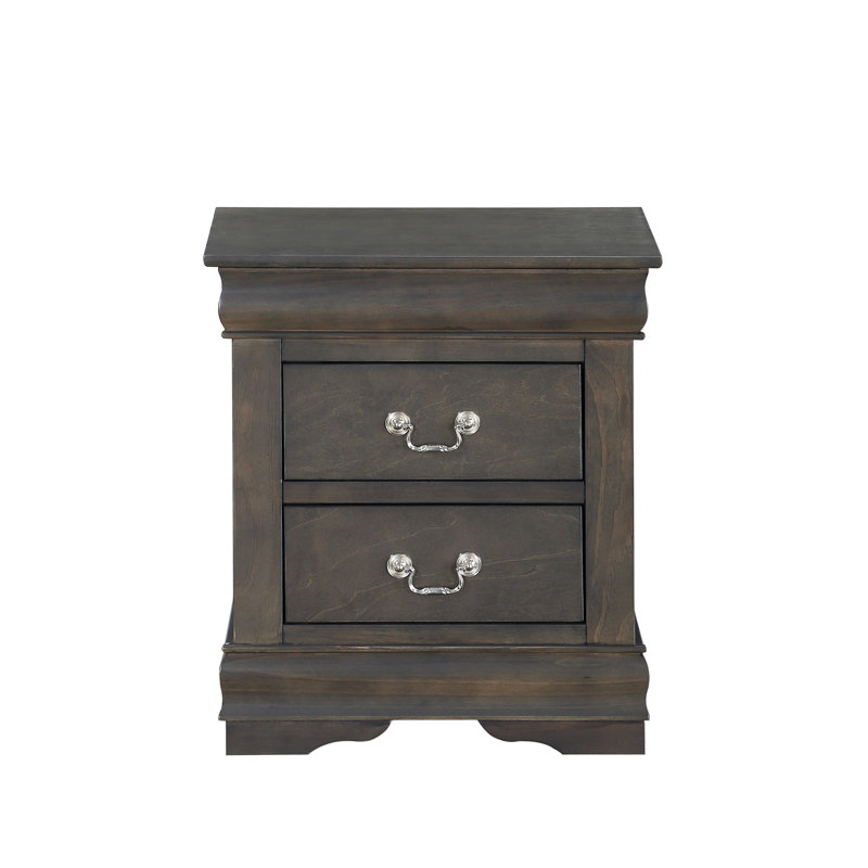 Table de chevet 2 tiroirs gris foncé