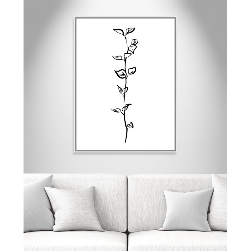 Fleurs simples 4 - reproduction de dessin, H 41,5 po x l 31,5 po x P 2 po, Toile blanche encadrée