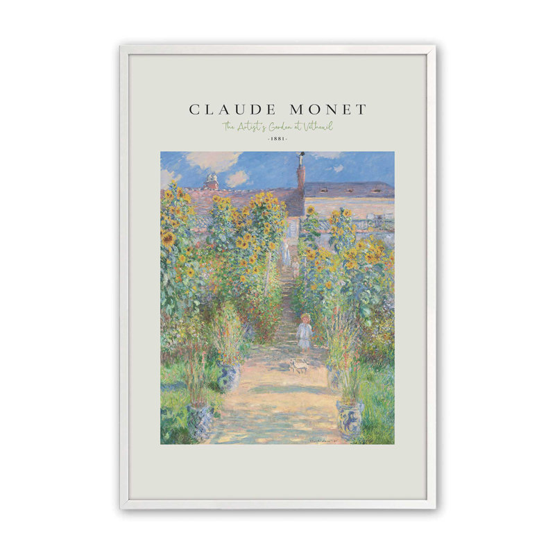 The Artist's Garden par Monet v2, reproduction dans un cadre, H 37 po x l 25 po, Reproduction encadrée sans passe-partout
