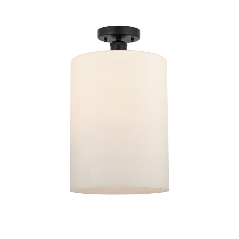 Anelise Glass Semi Flush Mount, Matte Black, Matte White