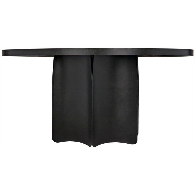 Mid-Century Modern Fluted 58" Round Wood Dining Table
