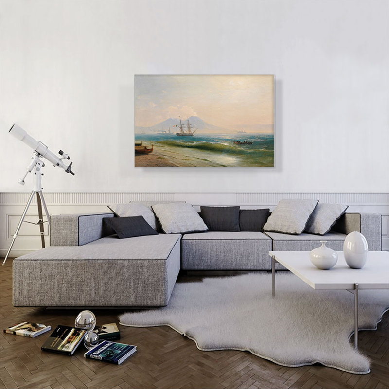 Vue du mont Vésuve 1878 par Ivan Aivazovsky - reproduction d'art sur toile tendue, H 26 po x l 40 po x 1,5 po