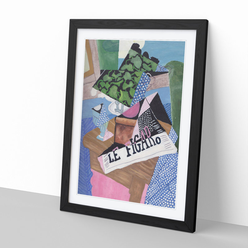 Le Figaro by Juan Gris - Picture Frame Painting, Black Framed, 36cm H x 27cm W x 2cm D