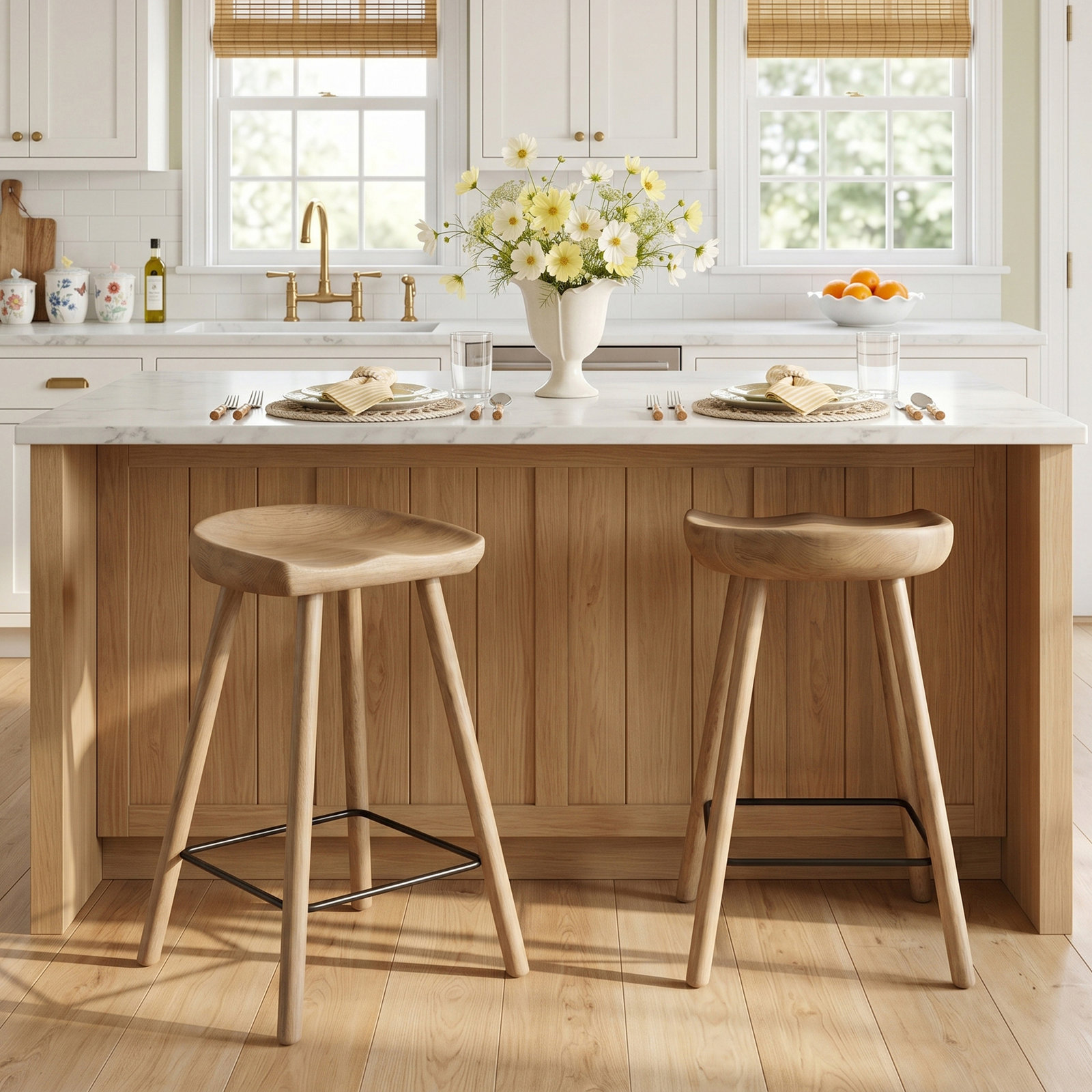 Casimer Bar Stool, Natural Matte, Counter Stool (26” Seat Height)