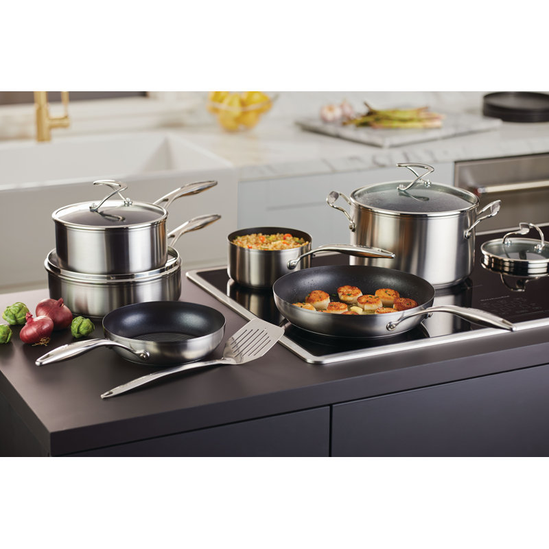 Circulon Stainless Steel Induction Cookware Set with SteelShield Hybrid Stainless and Nonstick Technology, 11 piece