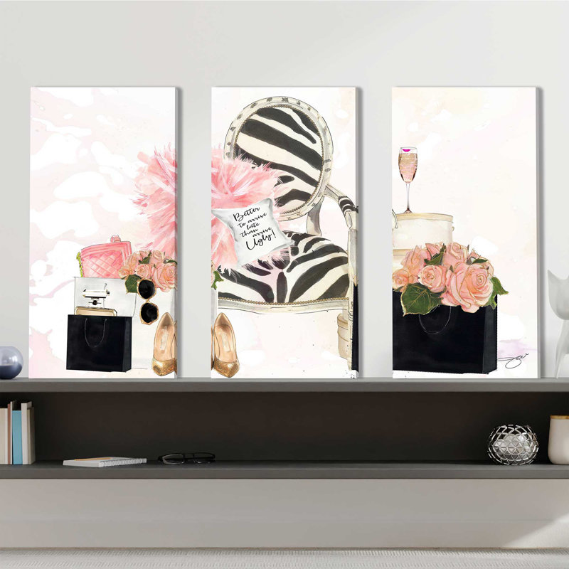 «Arive Late» par Jodi, ensemble de 3 reproductions d'art sur toile tendue, H 32 po x l 48 po x P 0,75 po