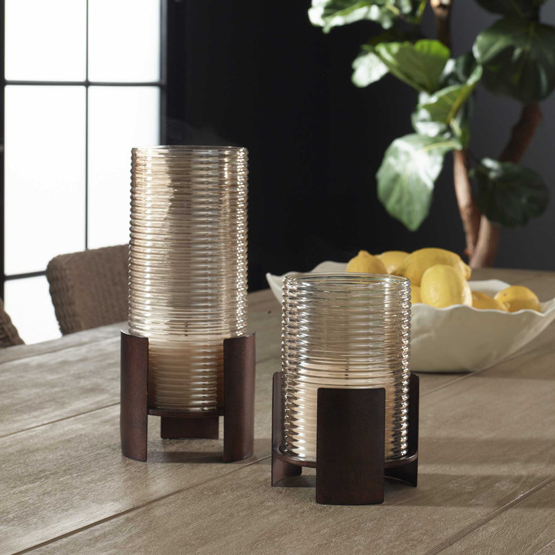 Uttermost Fluted Fire Cylinder Candleholders