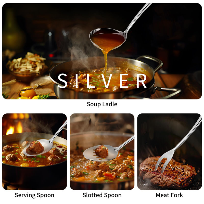 11-Piece Stainless Steel Long Handle Cooking Utensil Set