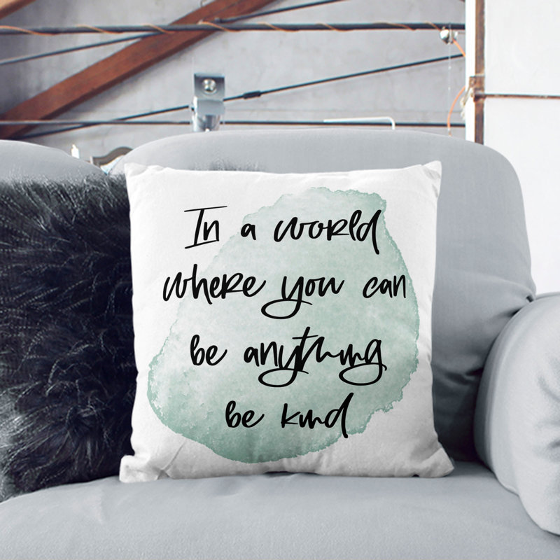 Be Kind Typography Square Throw Cushion, Stone, 55cm H x 55cm W x 20cm D