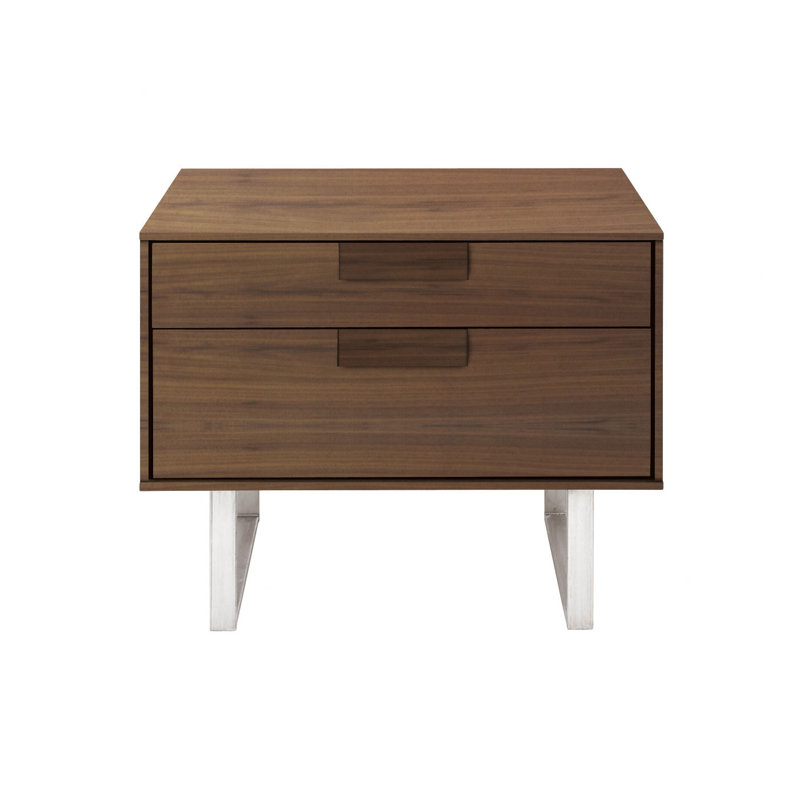 Series 11 2 - Drawer Nightstand, Silver/Walnut