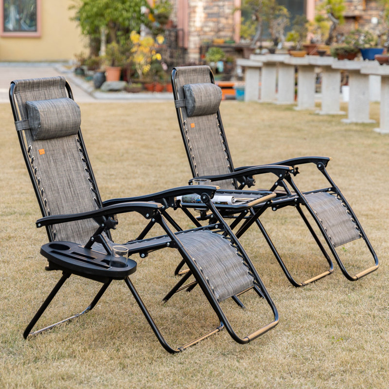 Outsunny Zero Gravity Chair Set With Side Table, Grey, Patio Set, Patio Seating Set, Conversation Set, Grey
