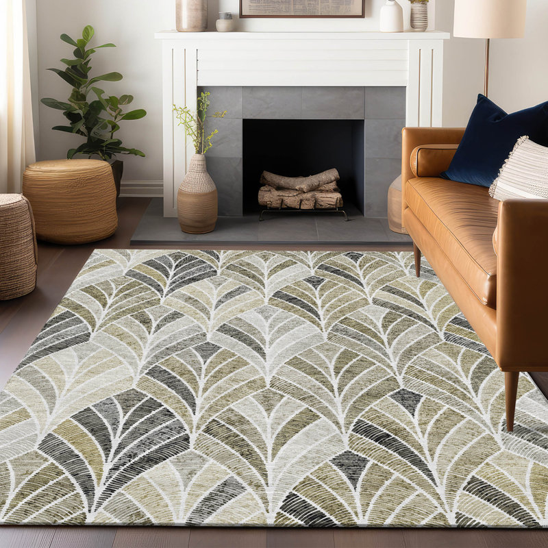 Premium Machine Washable Prisco Taupe Rug, Rectangle 8' x 10'