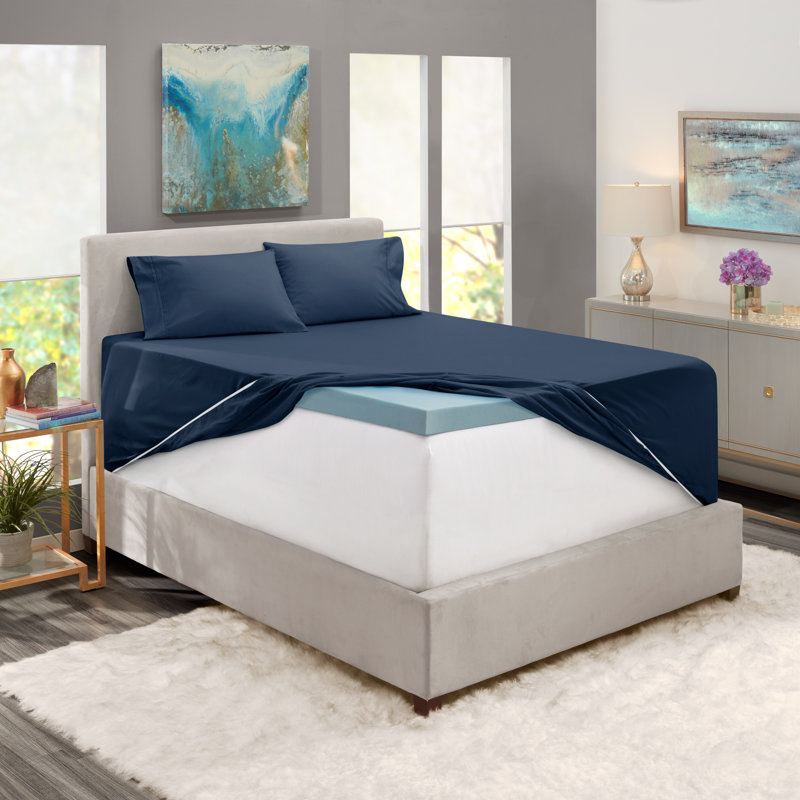 Microfiber Sheet Set, Navy, California King Fitted Sheet