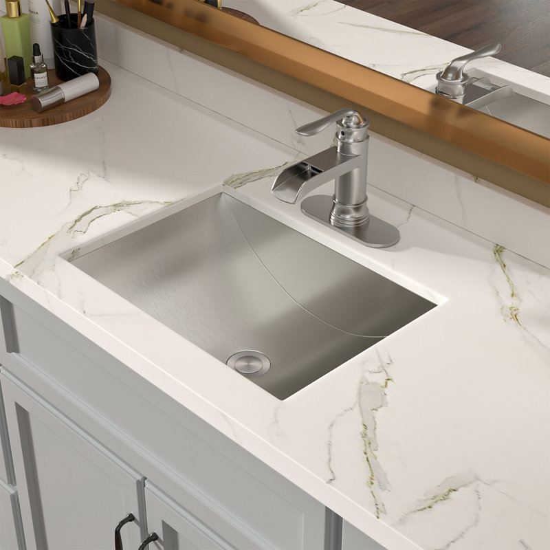 Lavabo de salle de bain encastrable en acier inoxydable 18 "x 13" avec drain rectangulaire