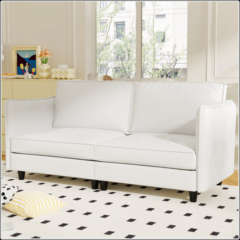 74.27'' Mid-Century Modern Loveseat Sofa, Comfortable 2-Seater Couch For Small Spaces, Apartment, And Office, Beige