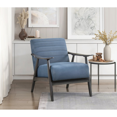 Chaise d'appoint transitionnelle avec revêtement bleu, fabrication en bois massif, hauteur de 31,5 po décontractée pour le salon, base, style, paquet de 20,5 po