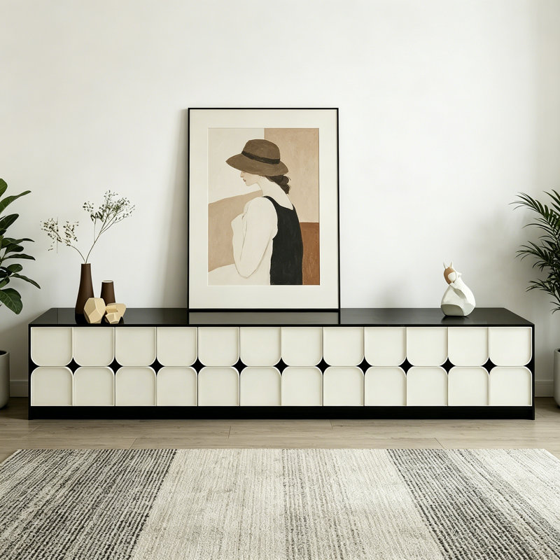 Meuble télé italien minimaliste et luxueux, Blanc cassé / blanc