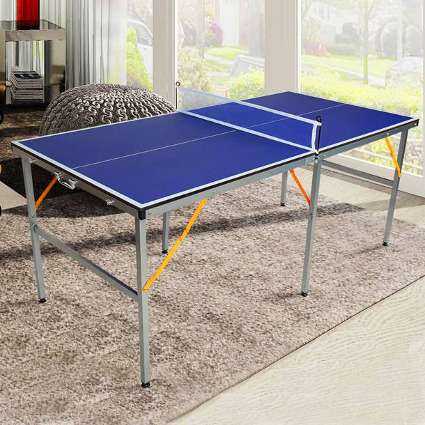 Sudzendf Blue Foldable Table Tennis Tables With 2-Paddles, Game Net And 3 Balls 2702w1902