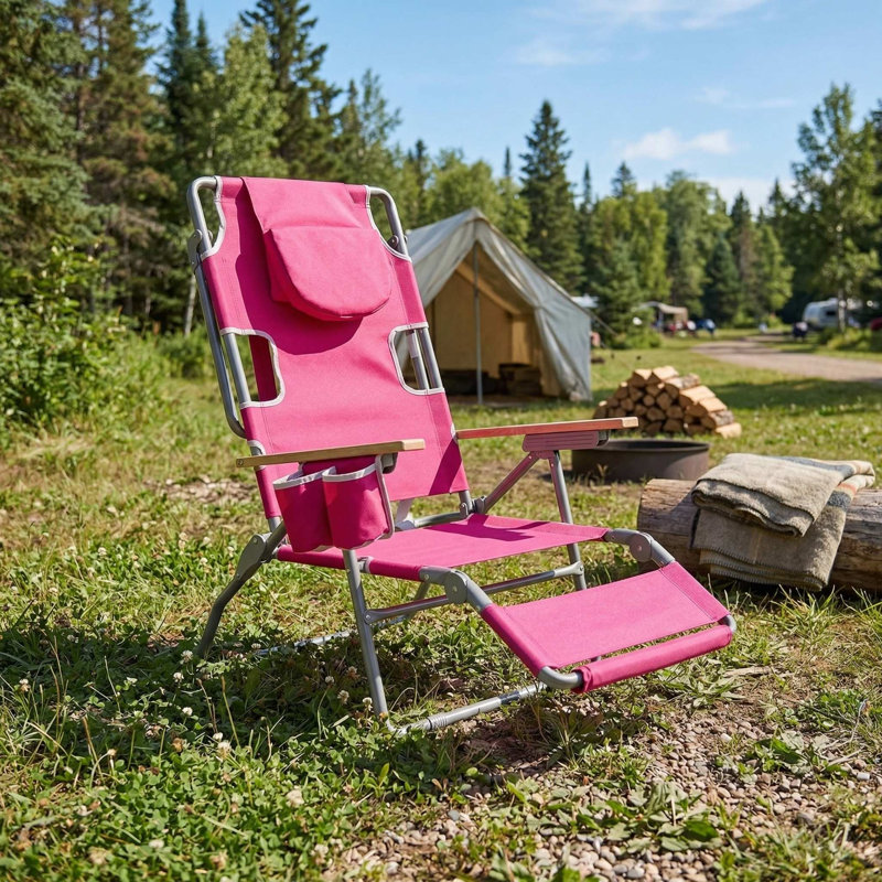 3 In 1 Foldable Portable Outdoor Beach Chair With Footrest And Adjustable Backrest For Beach Poolside Camping Relaxation Use