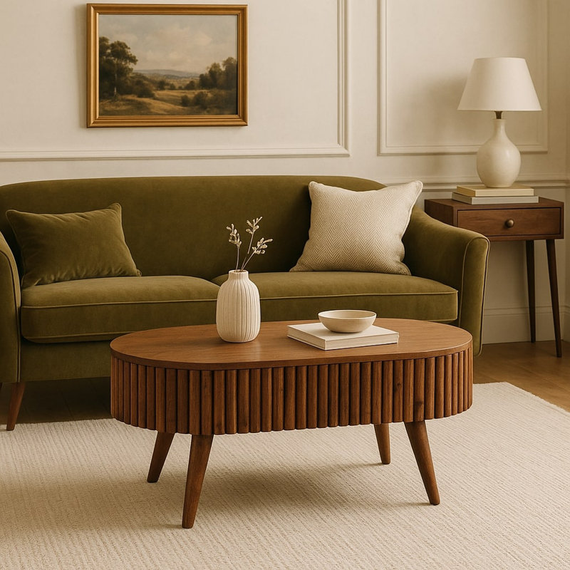 Solid Wood Lift Top Four Leg Coffee Table with Storage