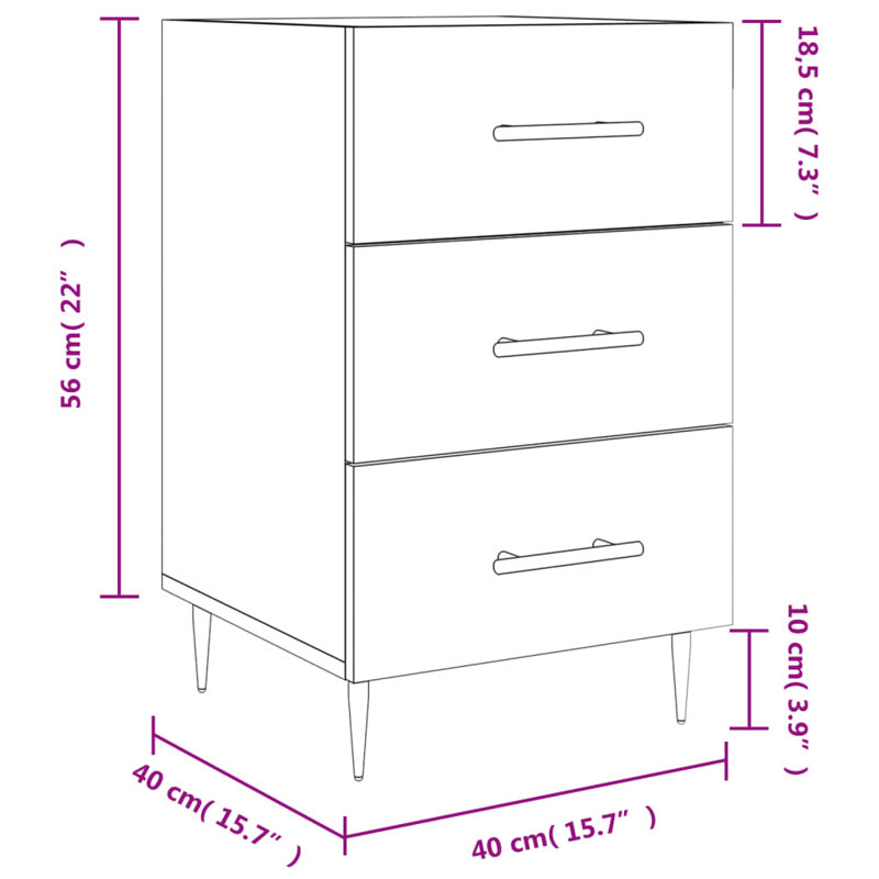 Jariel 40cm W Iron Bedside Table, White