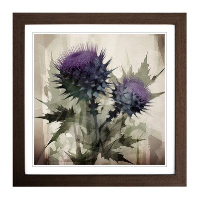 Thistle Constructivism - Single Picture Frame Print on Wood