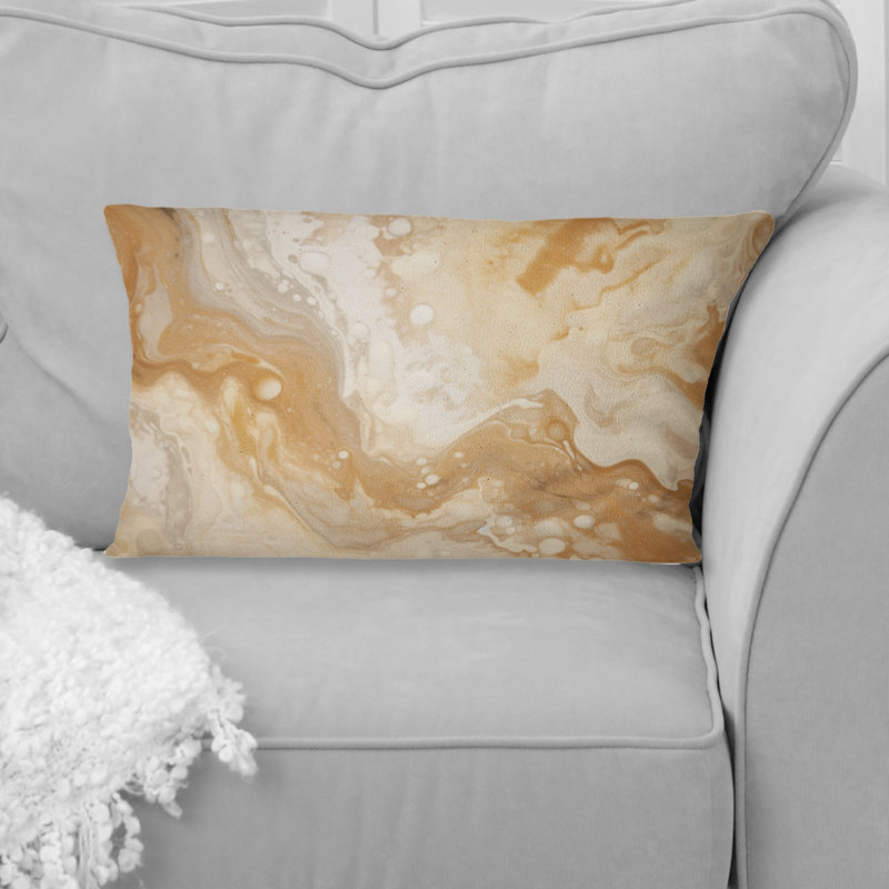 Crème marbrée Melody IV - Coussin décoratif à imprimé abstrait