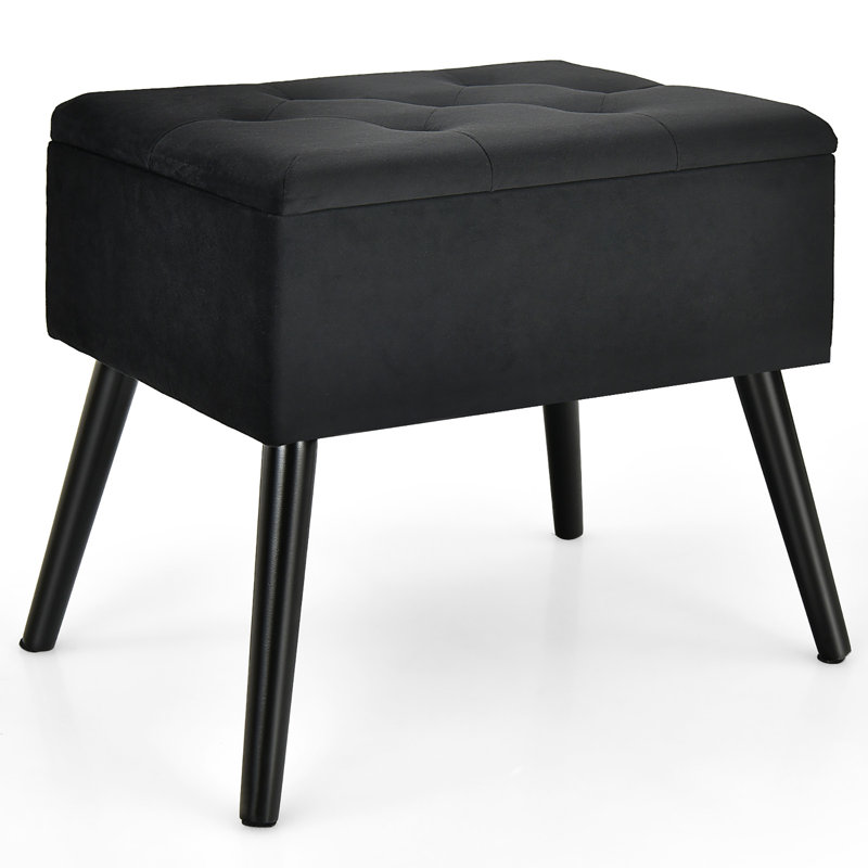 53.34cm Wide Velvet Tufted Rectangle Solid Colour Ottoman with Storage