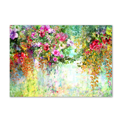 Multi-Coloured Flowers - Wrapped Canvas Print